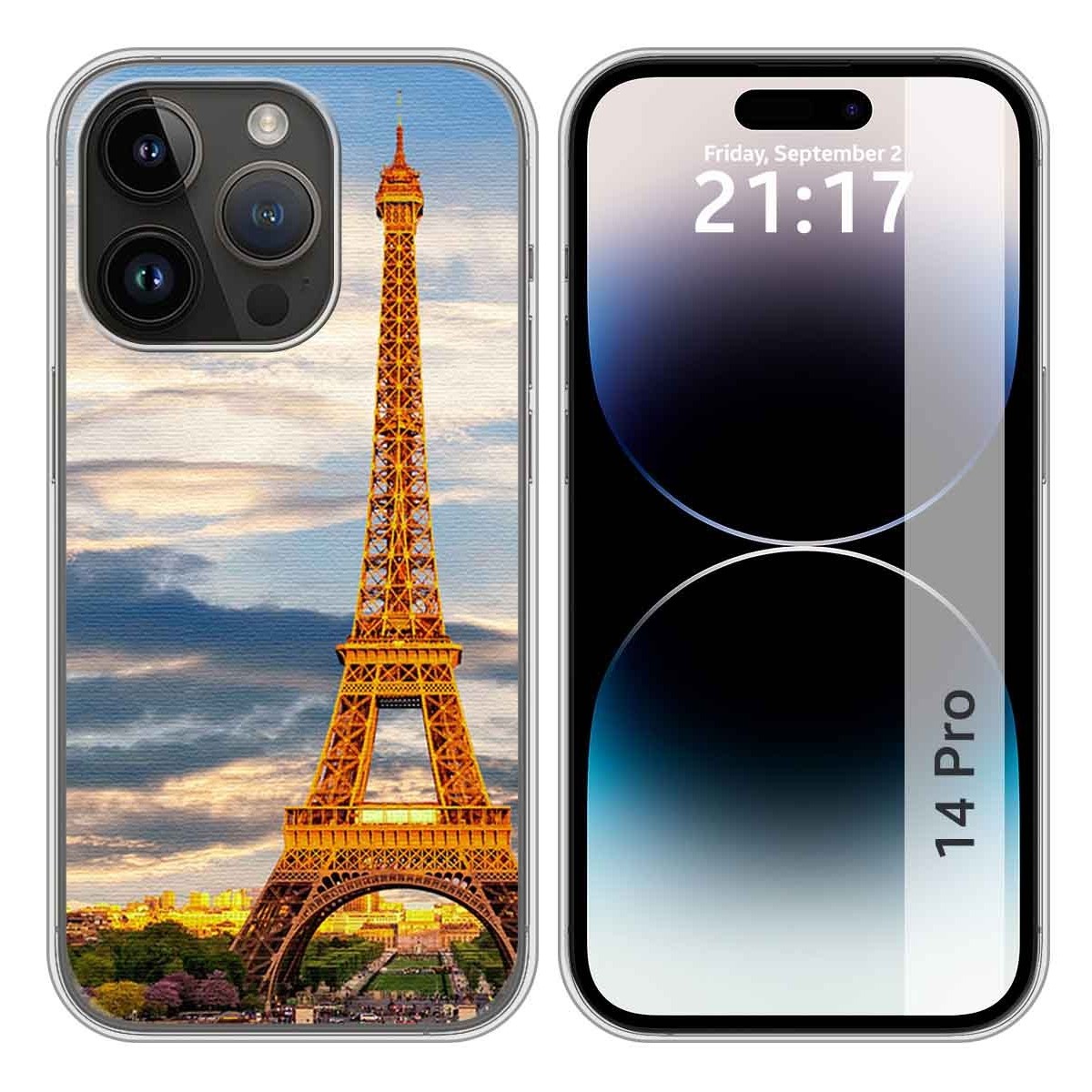 Funda Silicona compatible con iPhone 14 Pro (6.1) diseño Paris Dibujos