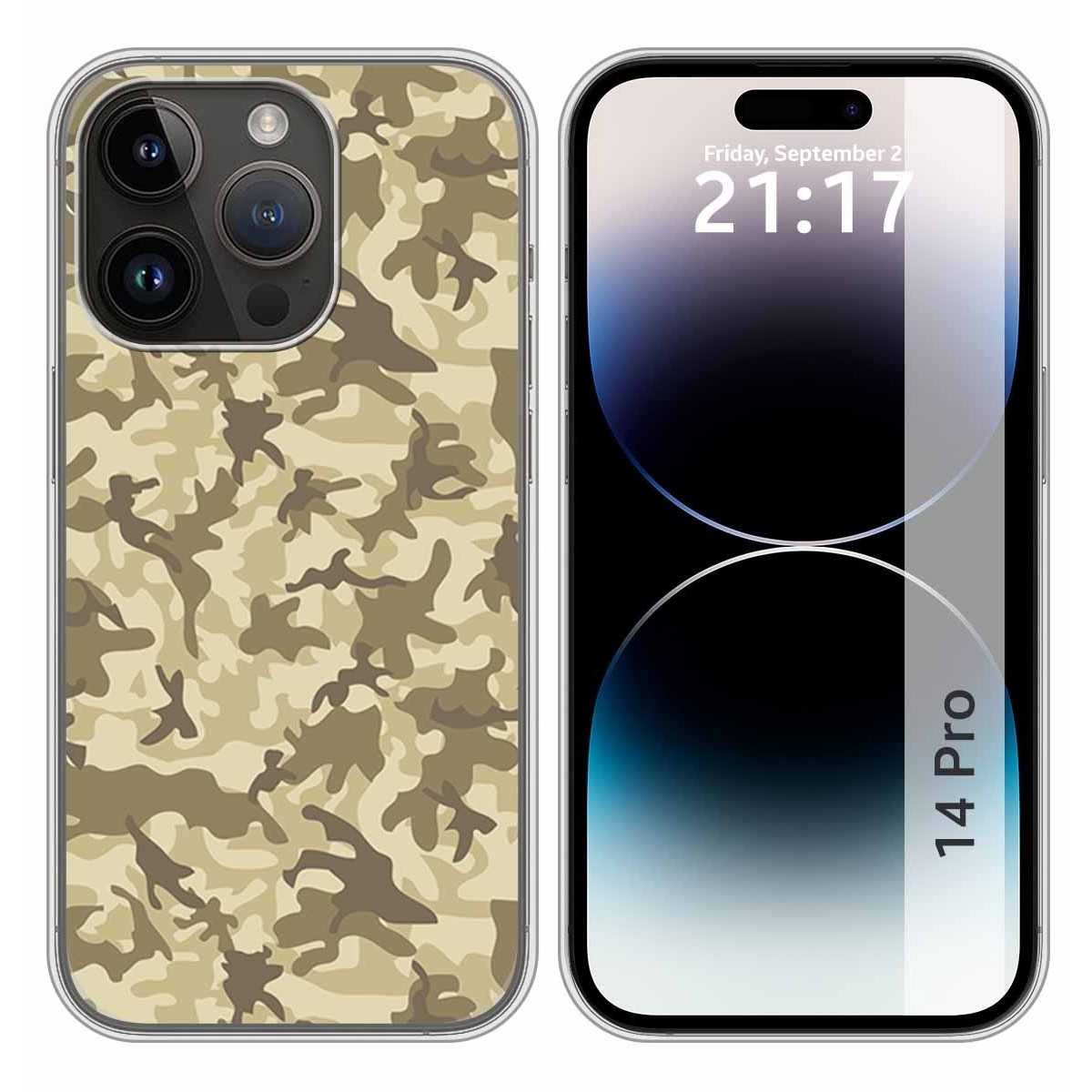 Funda Silicona compatible con iPhone 14 Pro (6.1) diseño Sand Camuflaje Dibujos