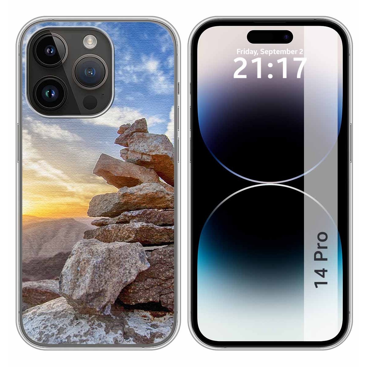 Funda Silicona compatible con iPhone 14 Pro (6.1) diseño Sunset Dibujos