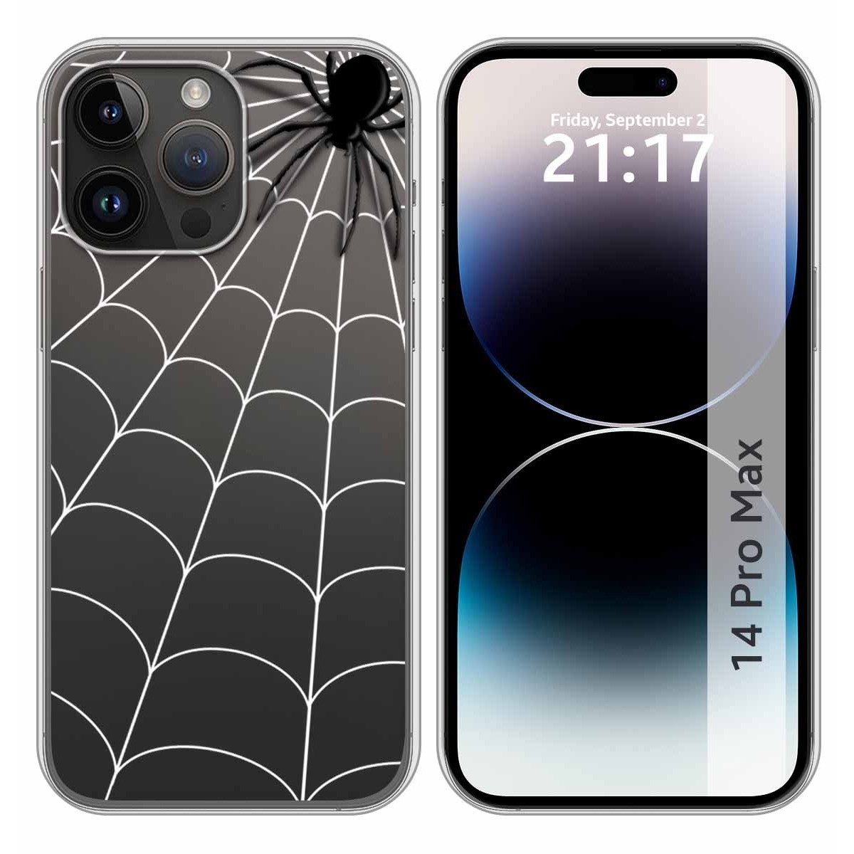 Funda Silicona Transparente compatible con iPhone 14 Pro Max (6.7) diseño Araña Dibujos