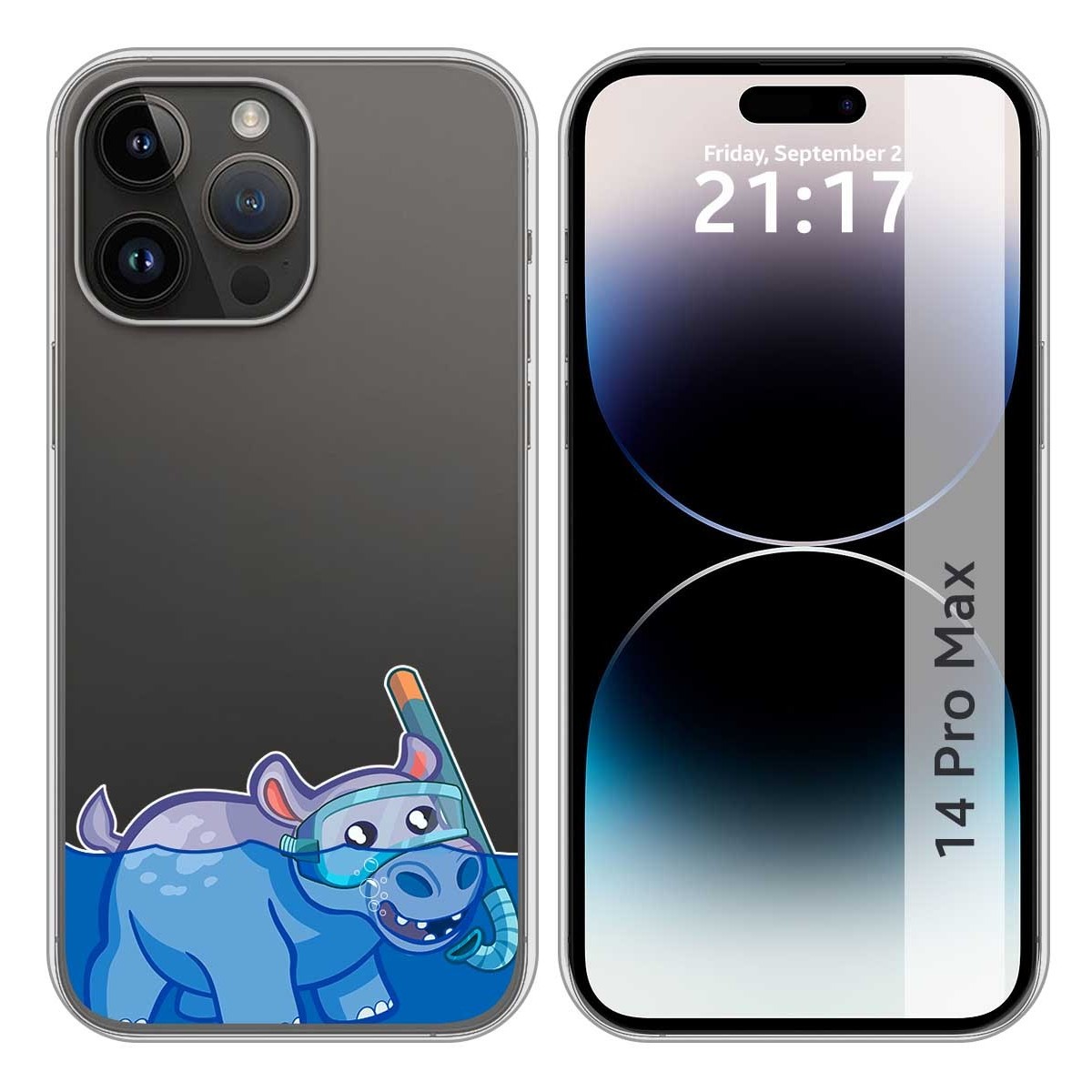 Funda Silicona Transparente compatible con iPhone 14 Pro Max (6.7) diseño Hipo Dibujos