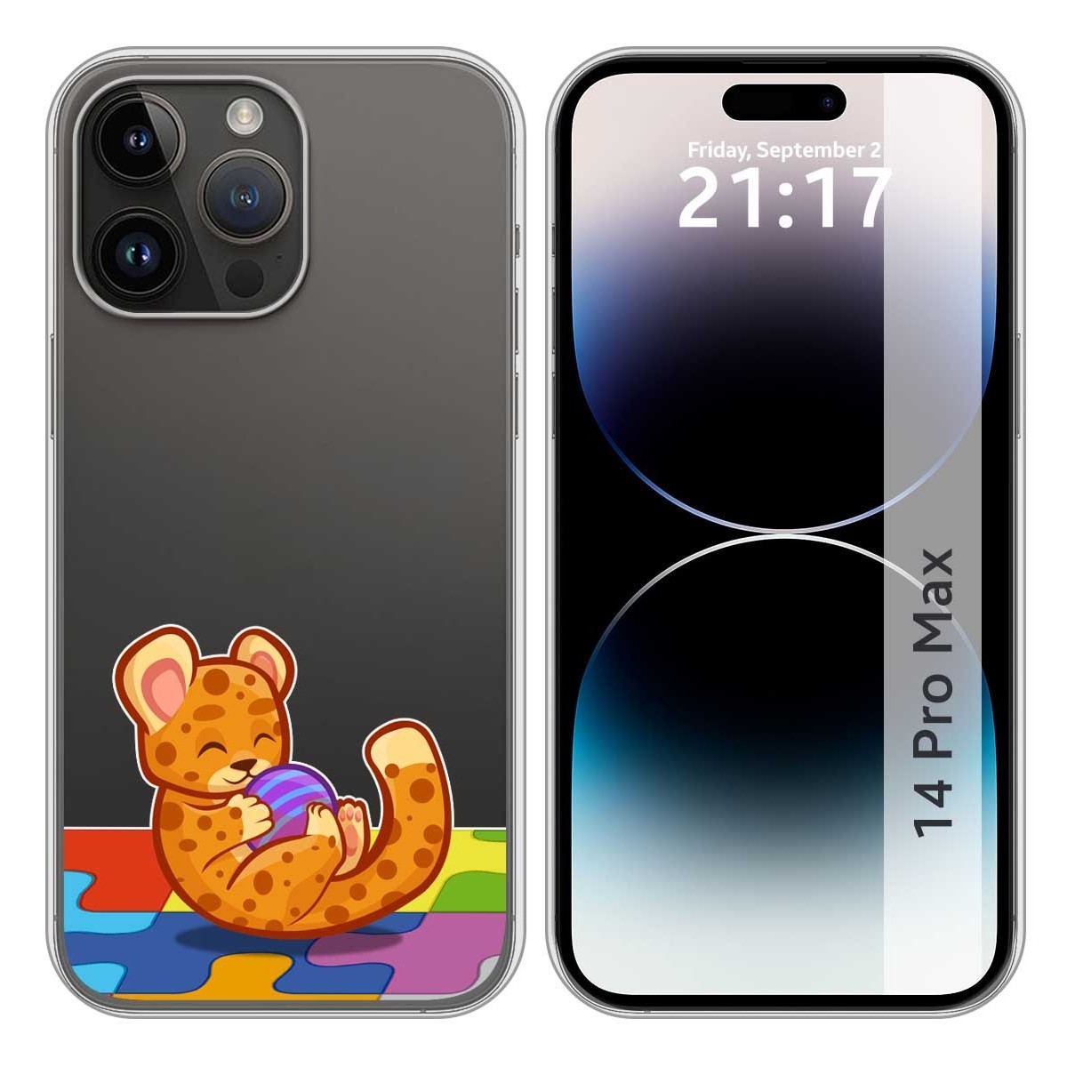 Funda Silicona Transparente compatible con iPhone 14 Pro Max (6.7) diseño Leopardo Dibujos