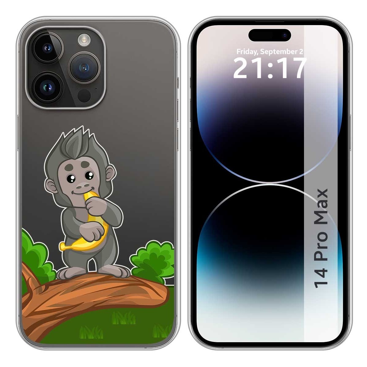 Funda Silicona Transparente compatible con iPhone 14 Pro Max (6.7) diseño Mono Dibujos