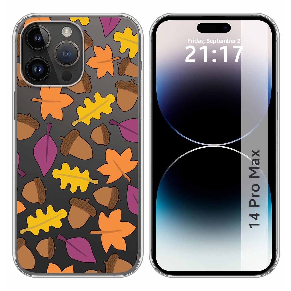 Funda Silicona Transparente compatible con iPhone 14 Pro Max (6.7) diseño Otoño Dibujos