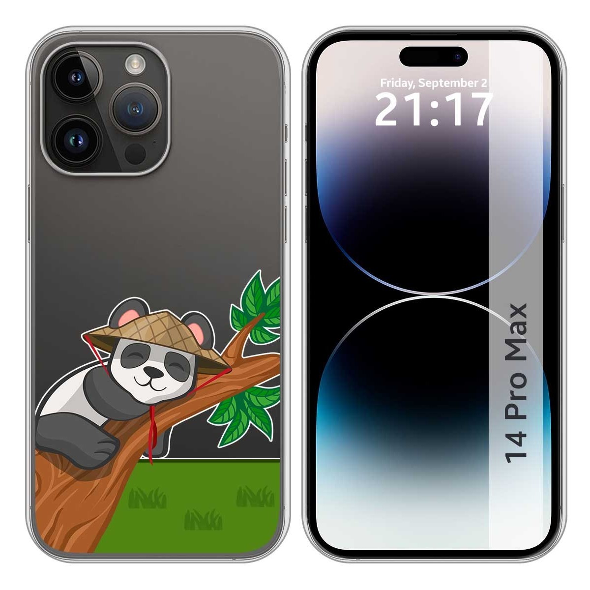 Funda Silicona Transparente compatible con iPhone 14 Pro Max (6.7) diseño Panda Dibujos