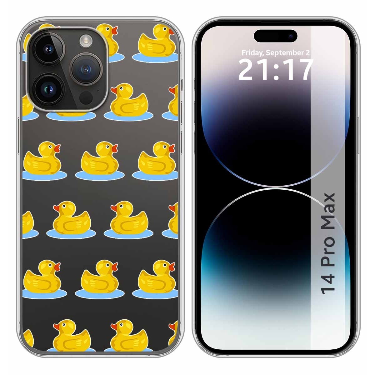 Funda Silicona Transparente compatible con iPhone 14 Pro Max (6.7) diseño Pato Dibujos