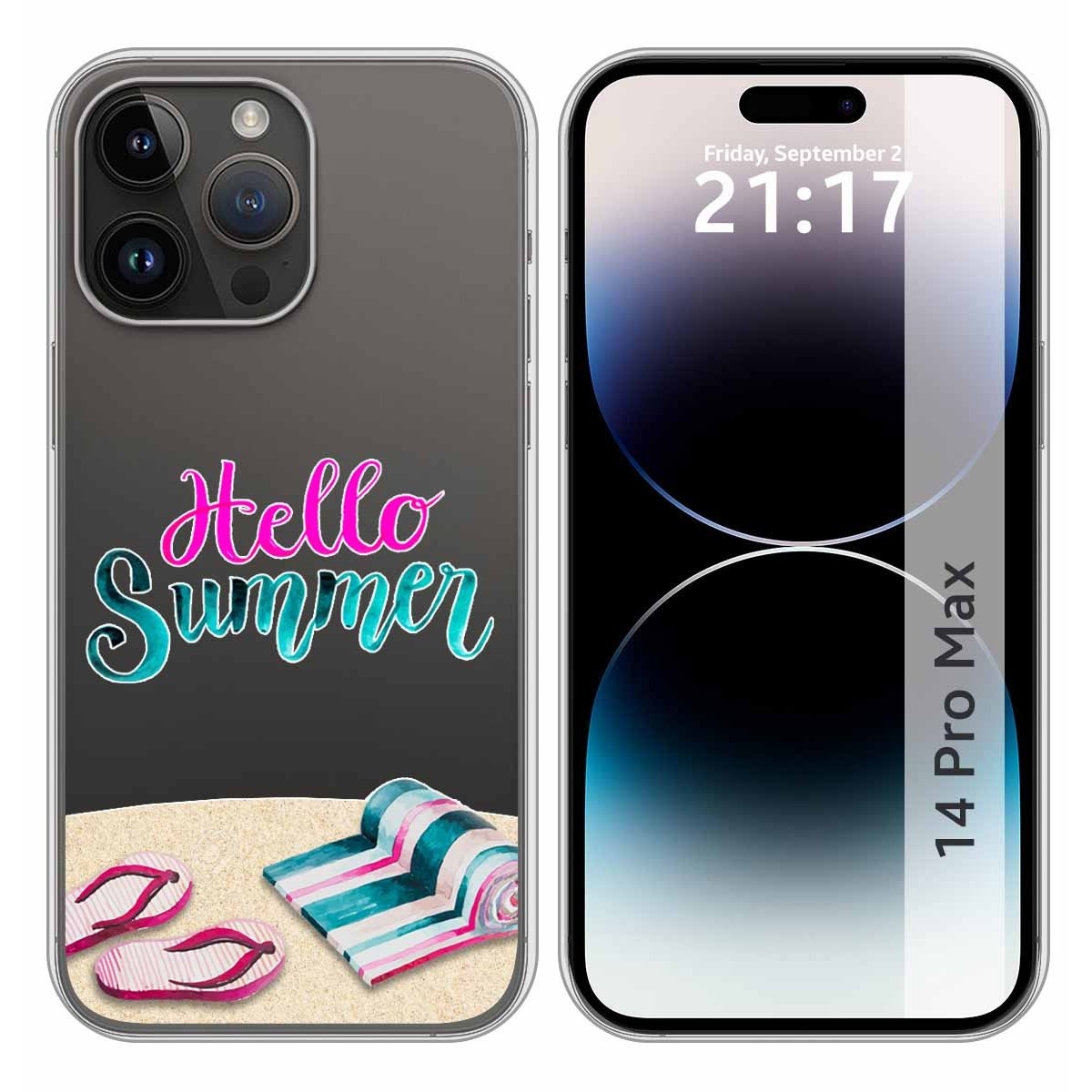 Funda Silicona Transparente compatible con iPhone 14 Pro Max (6.7) diseño Summer Dibujos