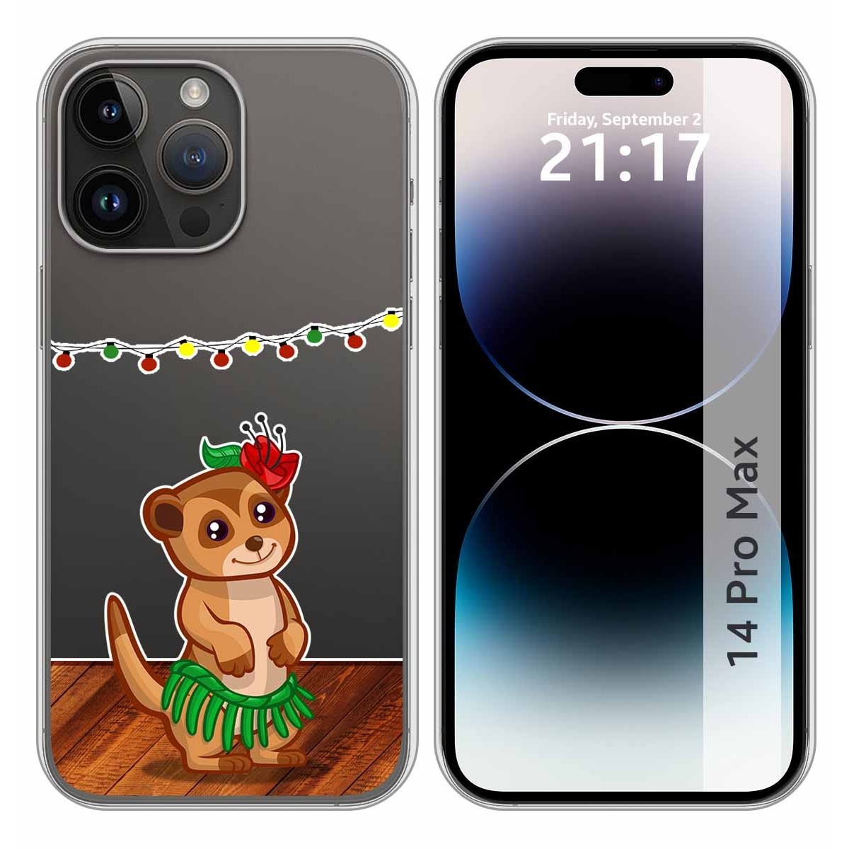 Funda Silicona Transparente compatible con iPhone 14 Pro Max (6.7) diseño Suricata Dibujos