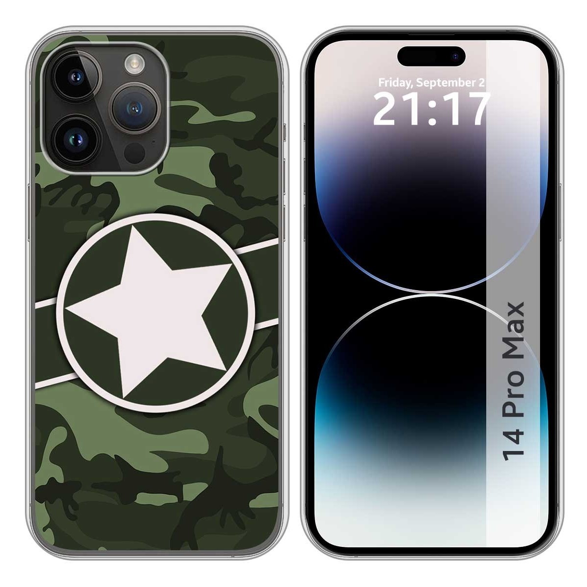 Funda Silicona compatible con iPhone 14 Pro Max (6.7) diseño Camuflaje 01 Dibujos