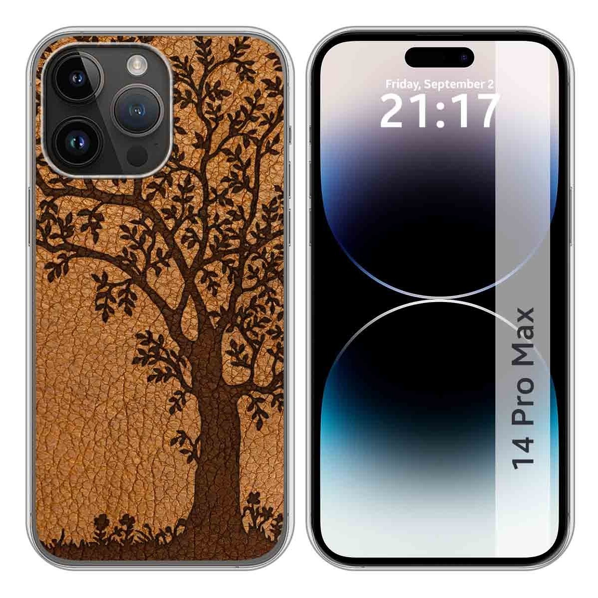 Funda Silicona compatible con iPhone 14 Pro Max (6.7) diseño Cuero 03 Dibujos