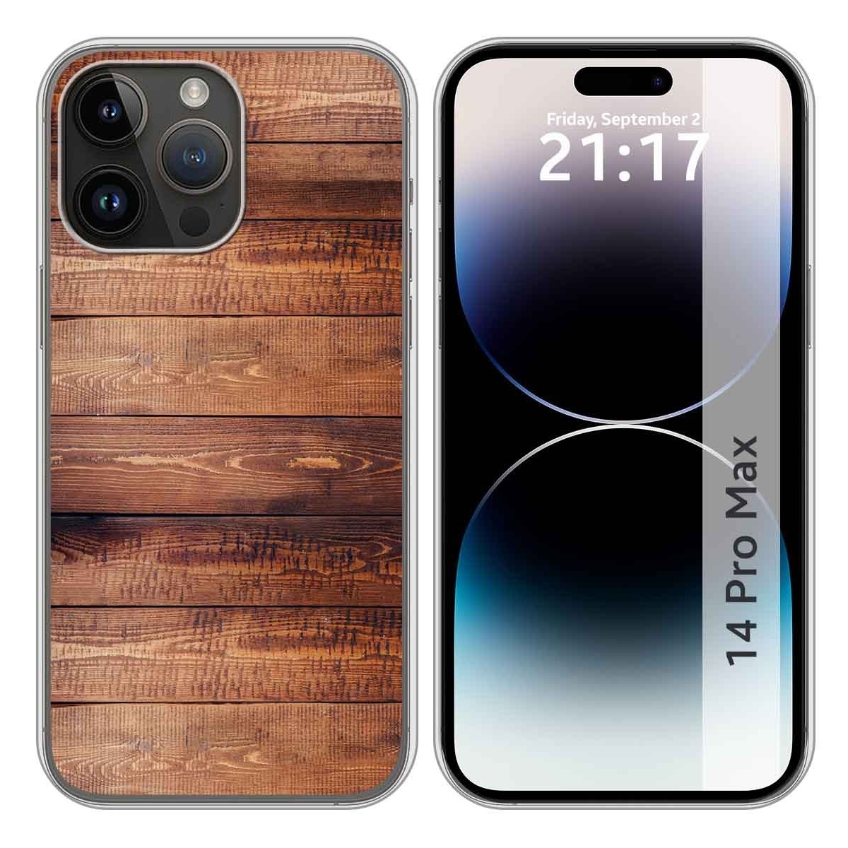 Funda Silicona compatible con iPhone 14 Pro Max (6.7) diseño Madera 02 Dibujos