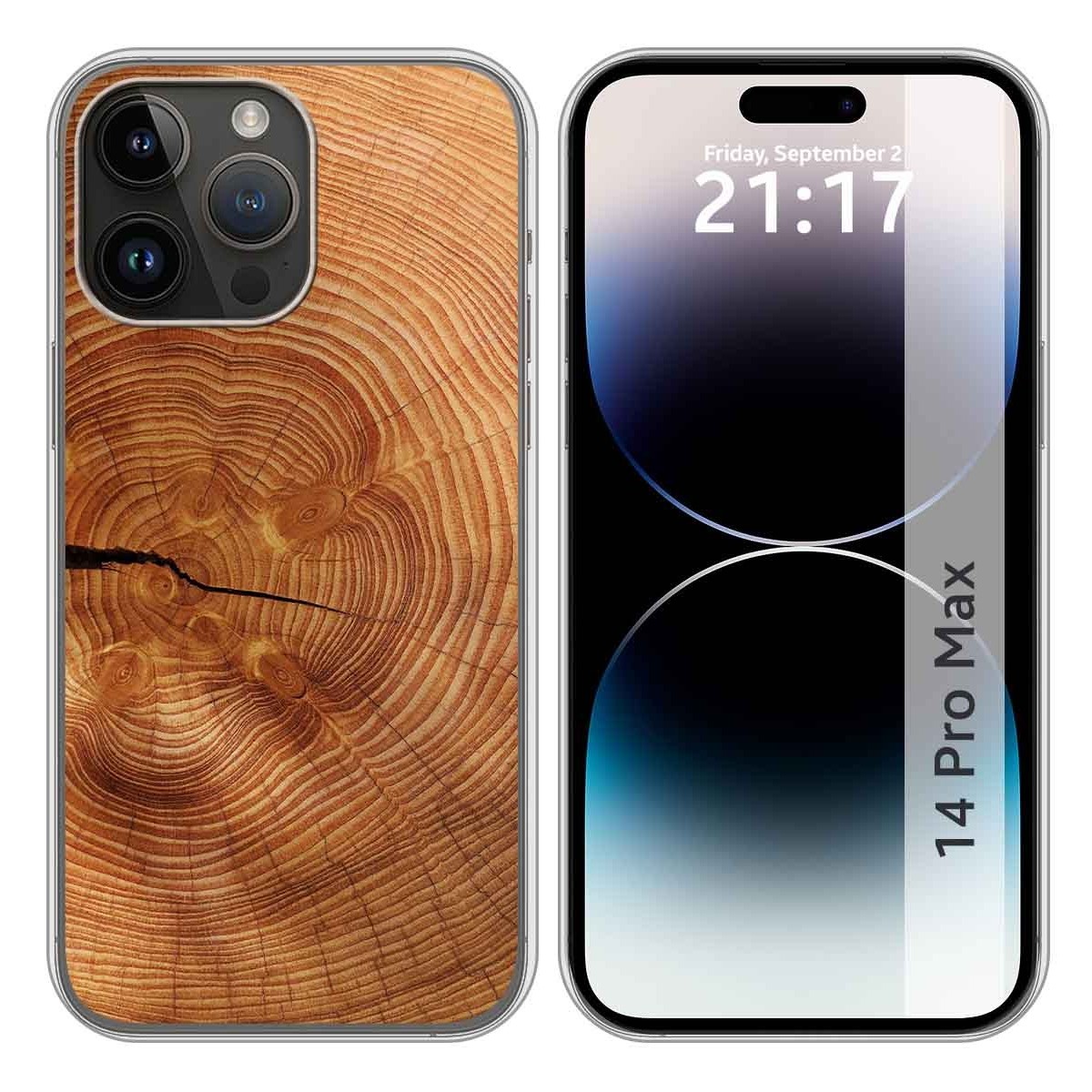 Funda Silicona compatible con iPhone 14 Pro Max (6.7) diseño Madera 04 Dibujos