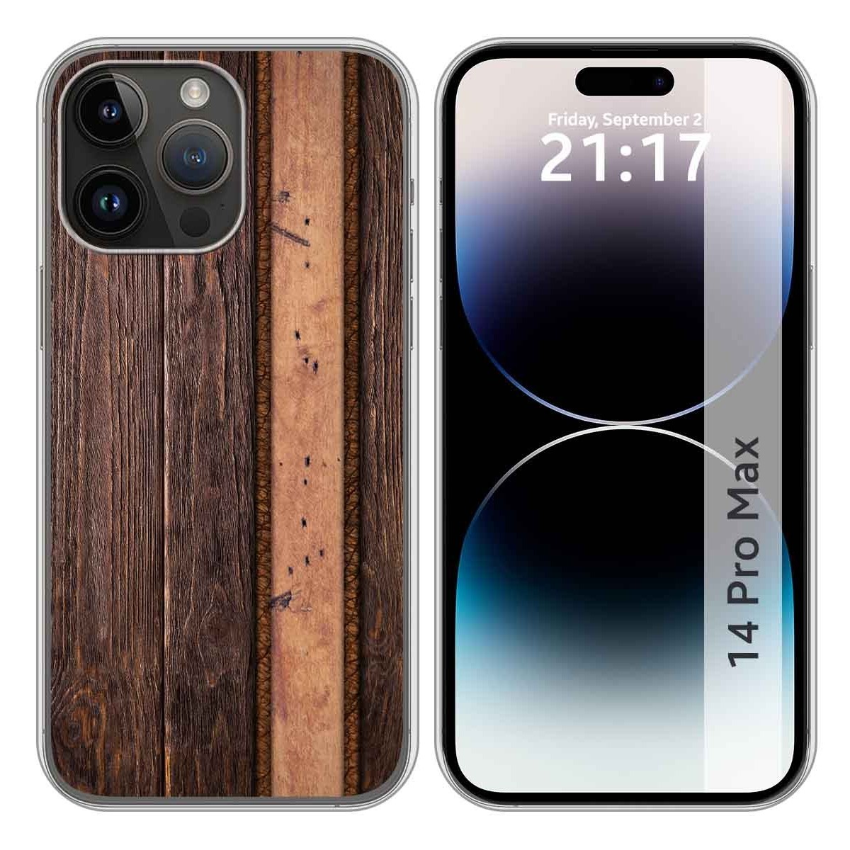 Funda Silicona compatible con iPhone 14 Pro Max (6.7) diseño Madera 05 Dibujos