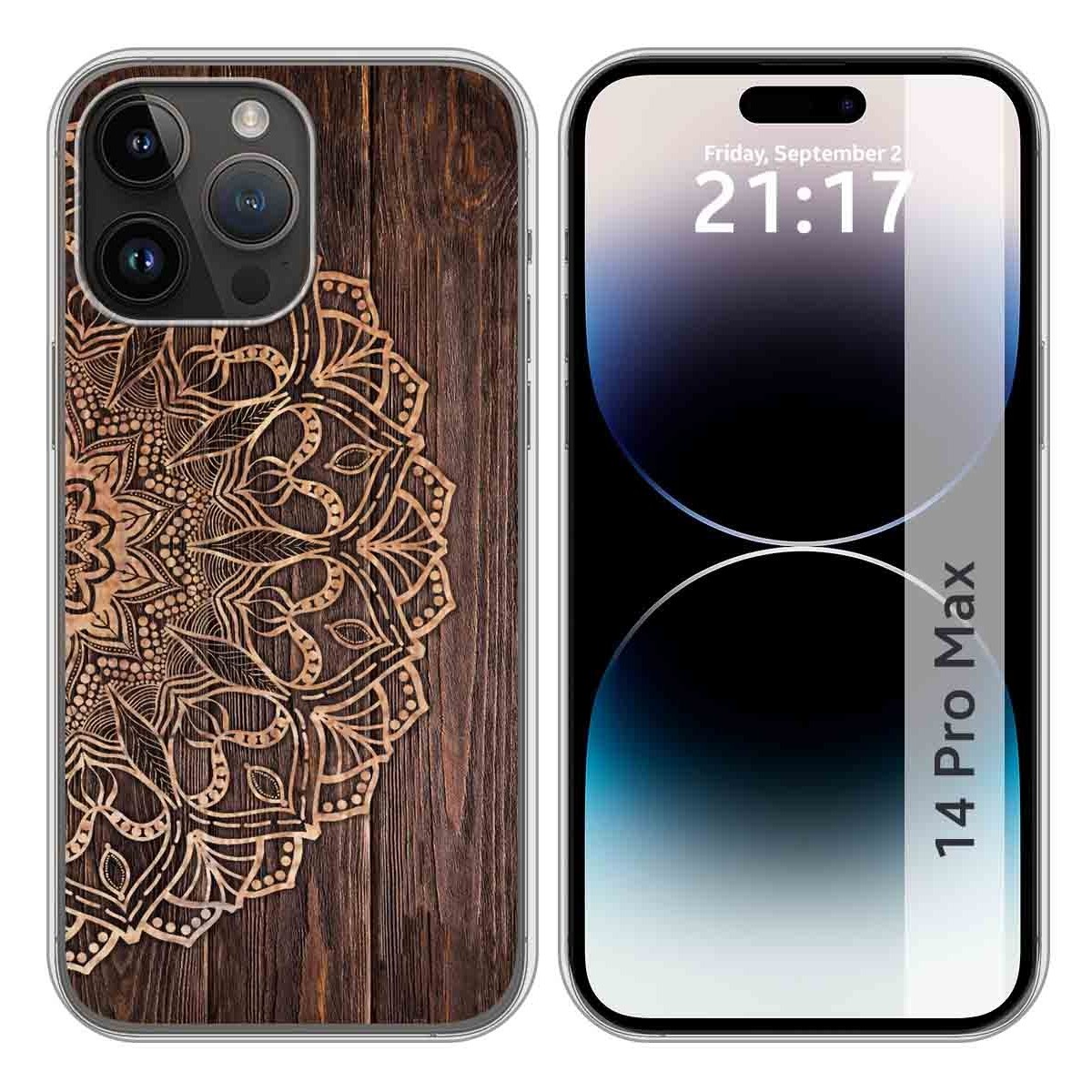 Funda Silicona compatible con iPhone 14 Pro Max (6.7) diseño Madera 06 Dibujos