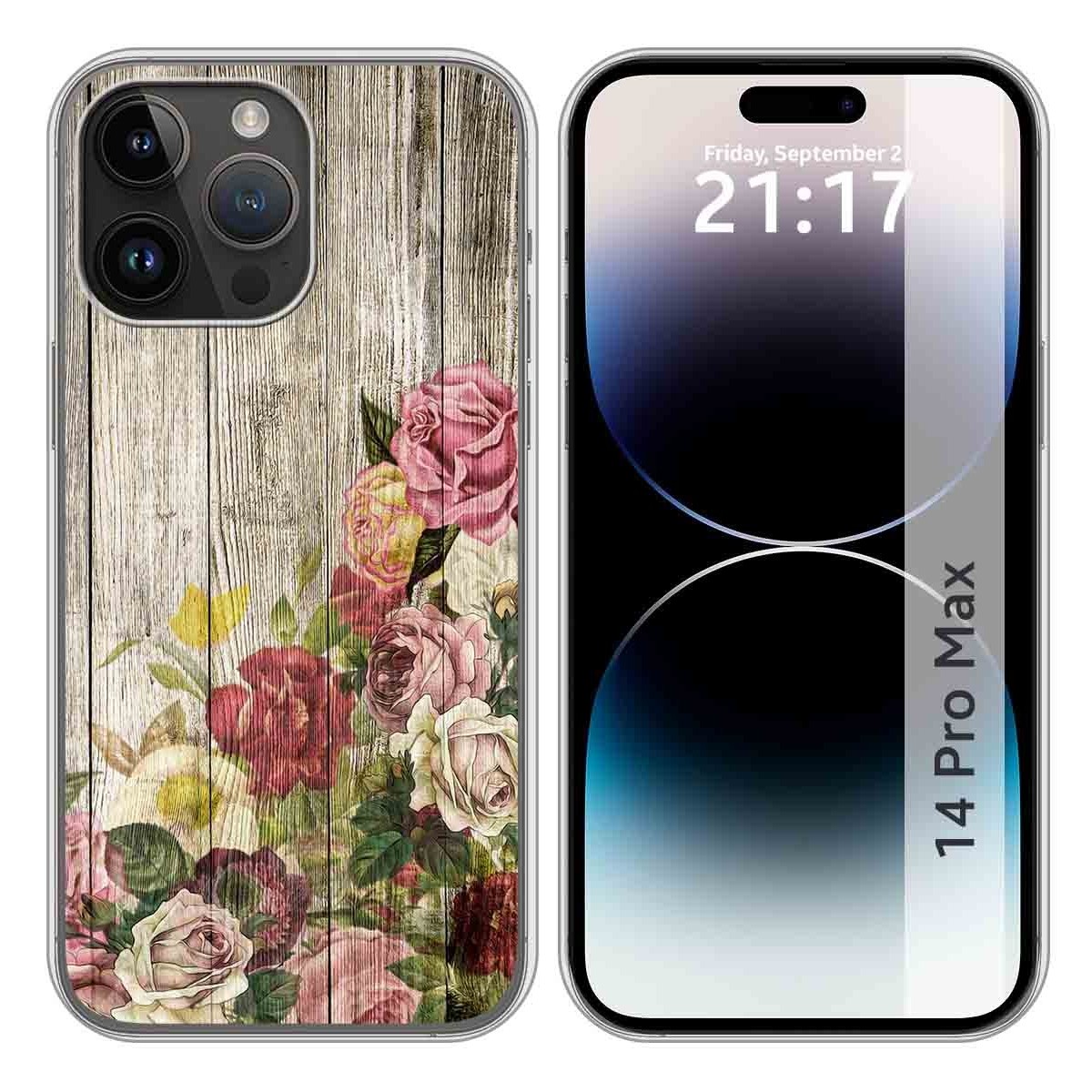 Funda Silicona compatible con iPhone 14 Pro Max (6.7) diseño Madera 08 Dibujos