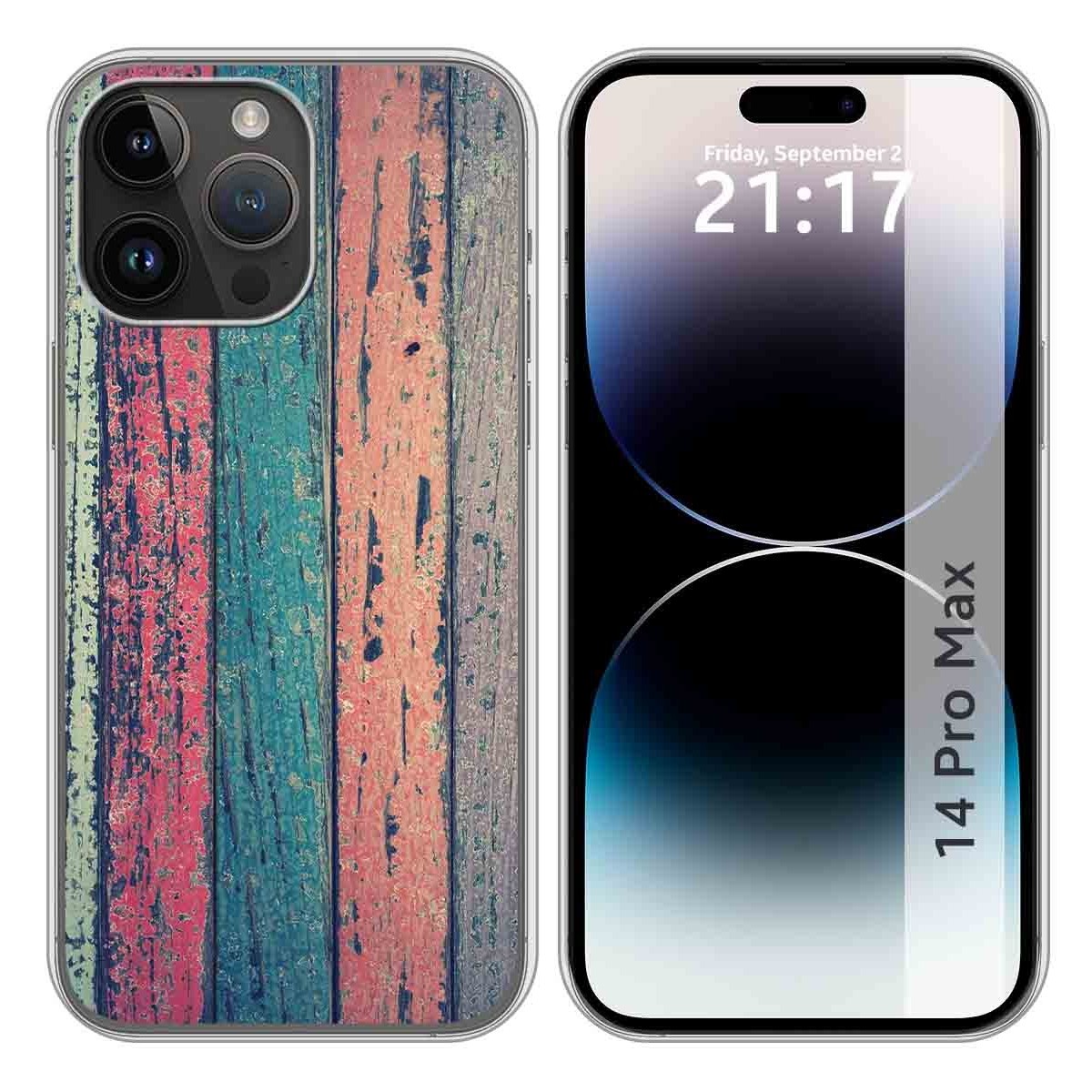 Funda Silicona compatible con iPhone 14 Pro Max (6.7) diseño Madera 10 Dibujos