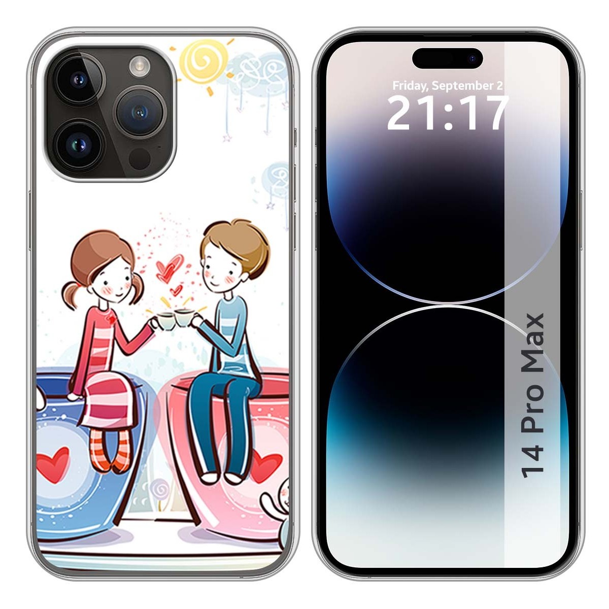 Funda Silicona compatible con iPhone 14 Pro Max (6.7) diseño Café Dibujos