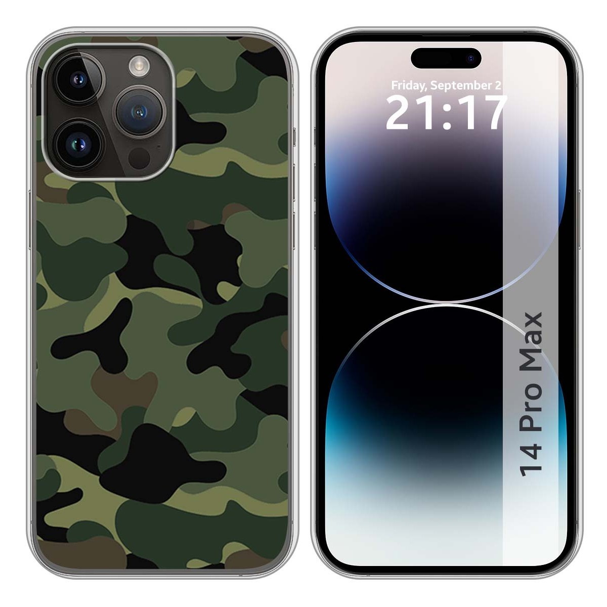 Funda Silicona compatible con iPhone 14 Pro Max (6.7) diseño Camuflaje Dibujos