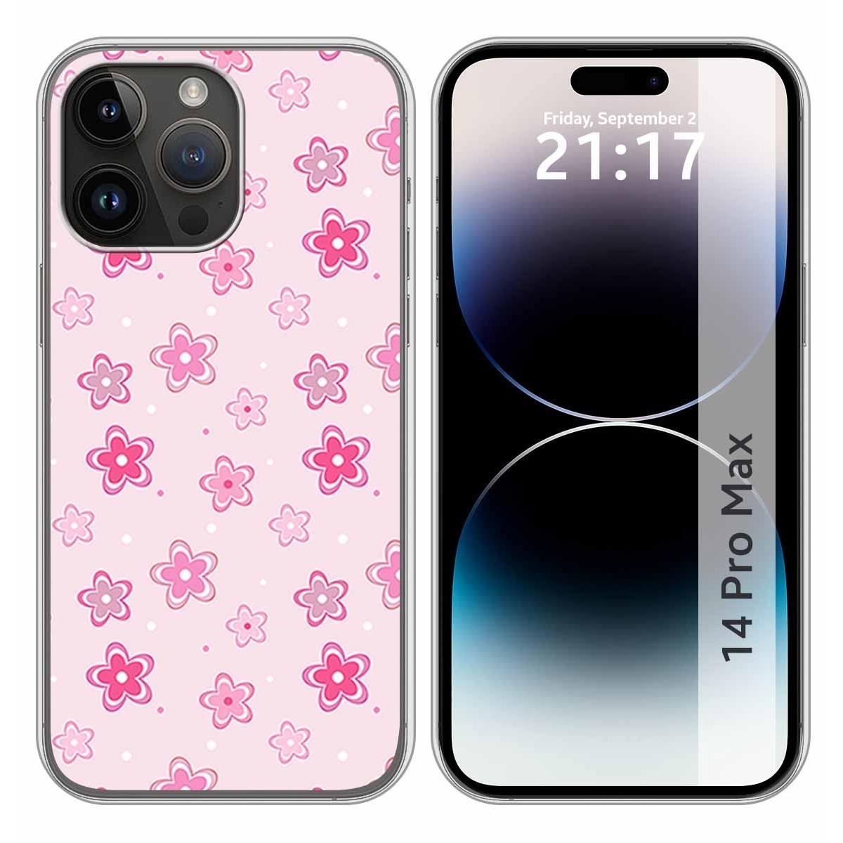 Funda Silicona compatible con iPhone 14 Pro Max (6.7) diseño Flores Dibujos