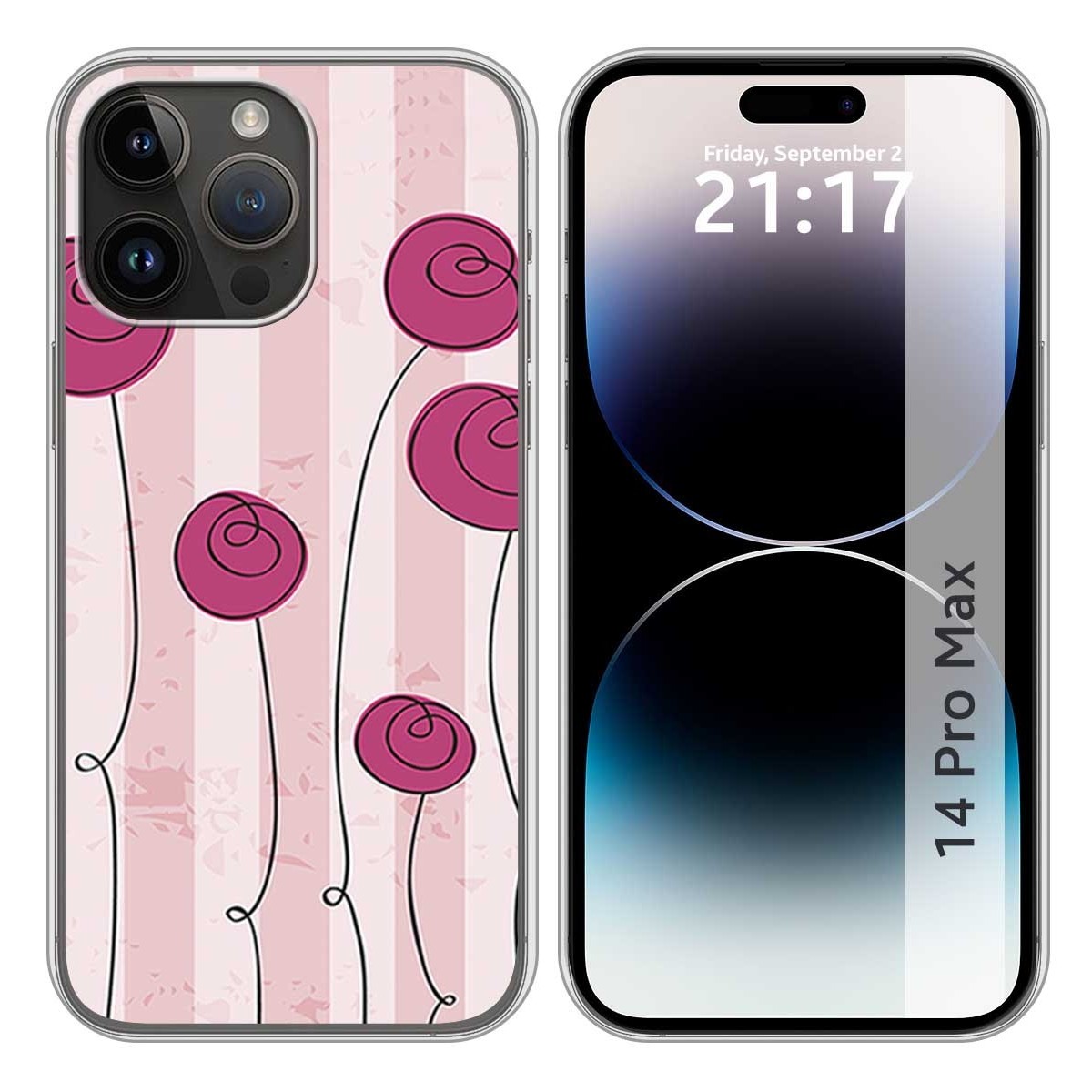 Funda Silicona compatible con iPhone 14 Pro Max (6.7) diseño Flores Vintage Dibujos