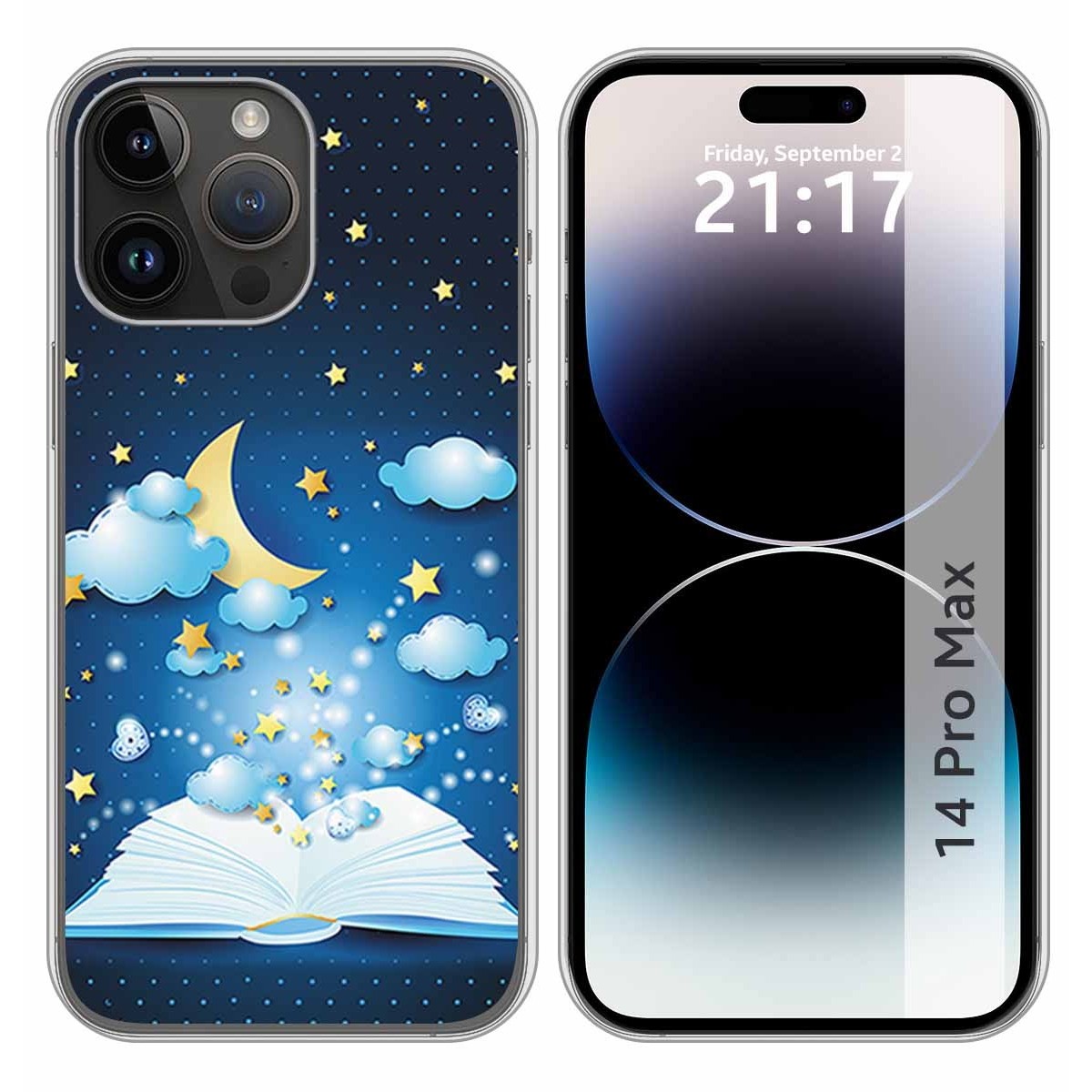 Funda Silicona compatible con iPhone 14 Pro Max (6.7) diseño Libro Cuentos Dibujos