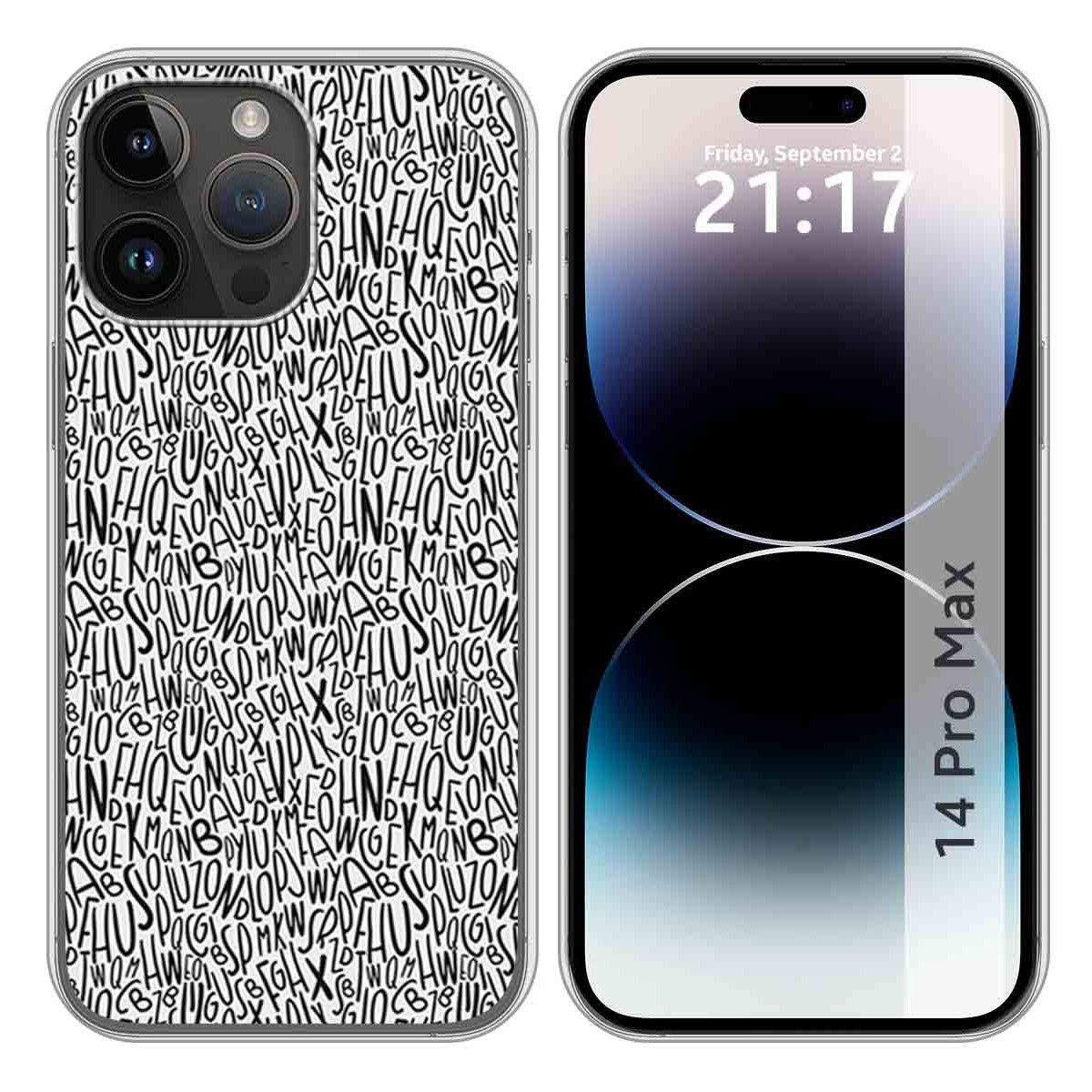 Funda Silicona compatible con iPhone 14 Pro Max (6.7) diseño Letras Dibujos