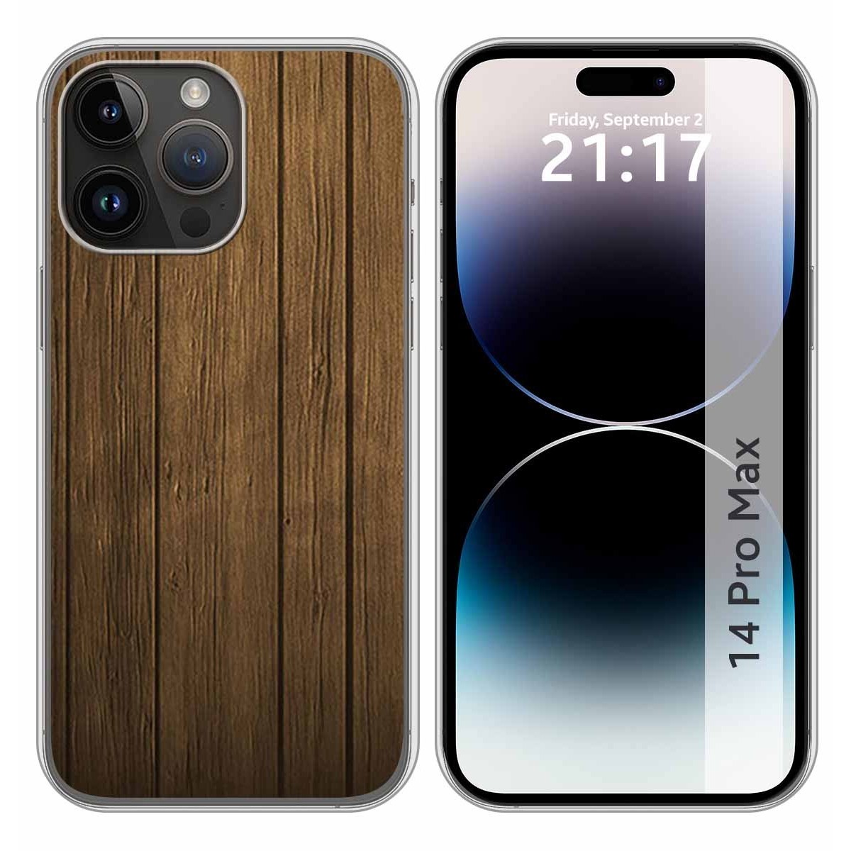 Funda Silicona compatible con iPhone 14 Pro Max (6.7) diseño Madera Dibujos