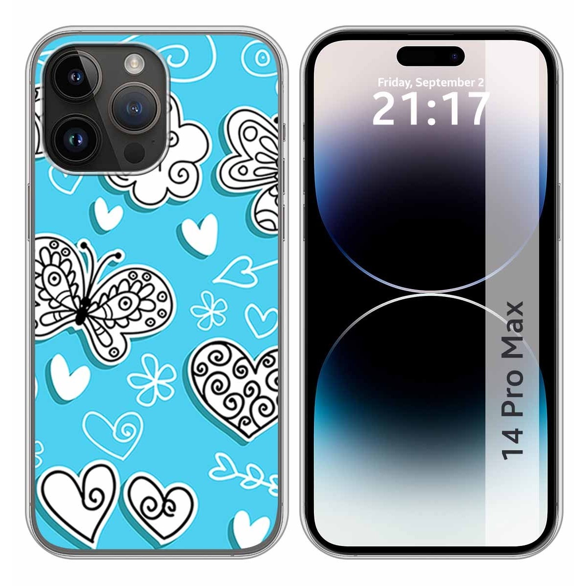 Funda Silicona compatible con iPhone 14 Pro Max (6.7) diseño Mariposas Dibujos