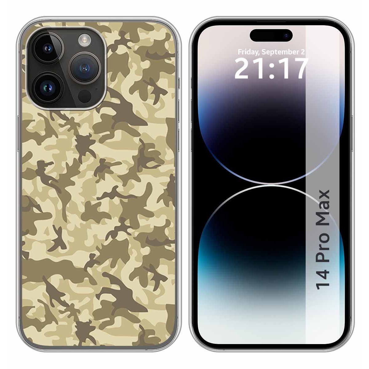 Funda Silicona compatible con iPhone 14 Pro Max (6.7) diseño Sand Camuflaje Dibujos