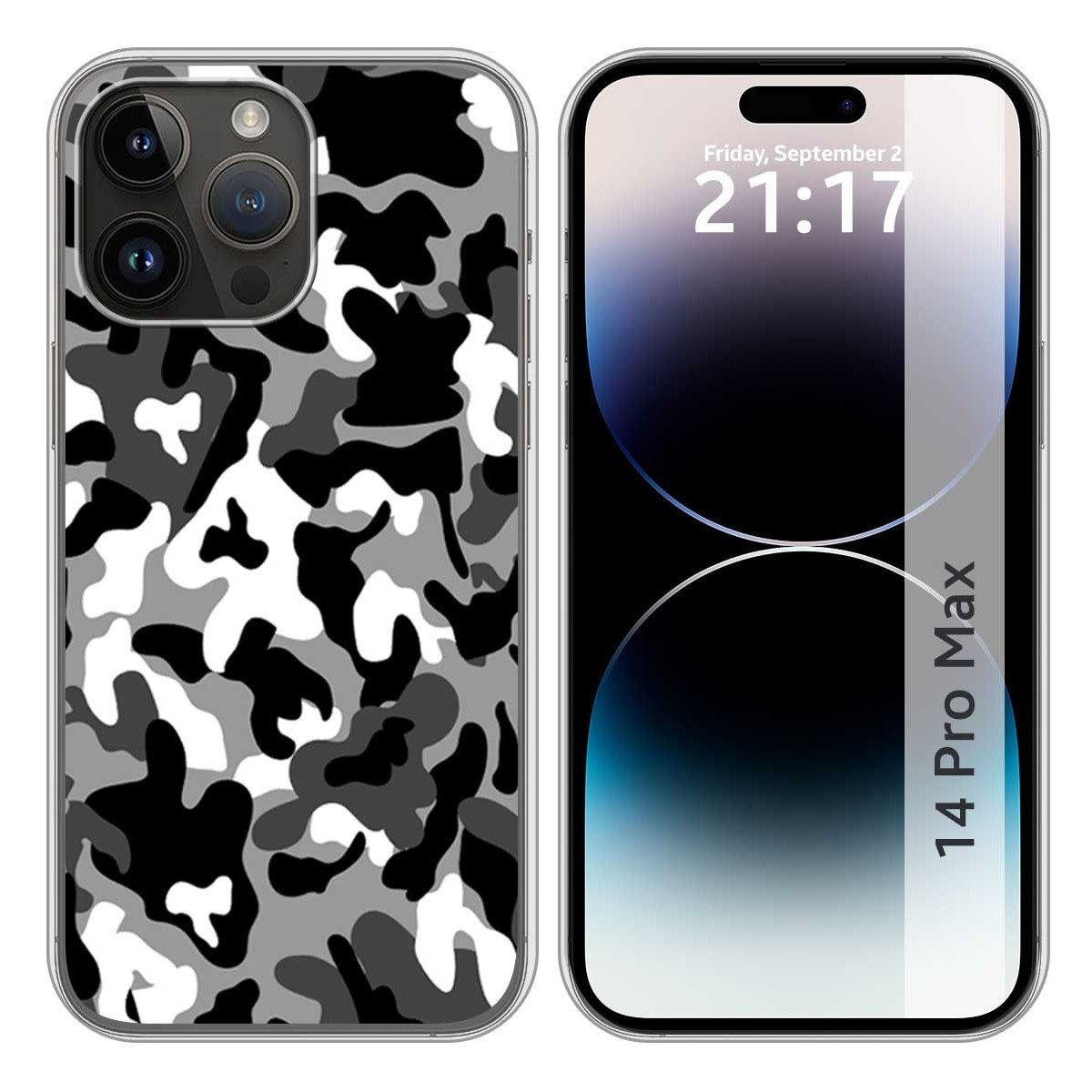 Funda Silicona compatible con iPhone 14 Pro Max (6.7) diseño Snow Camuflaje Dibujos