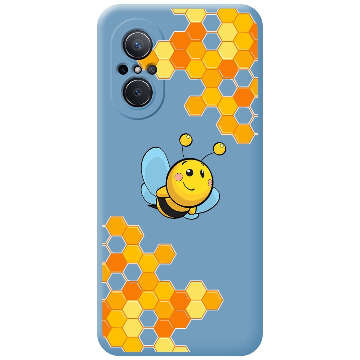 Funda Silicona Líquida Azul para Huawei Nova 9 SE diseño Abeja Dibujos