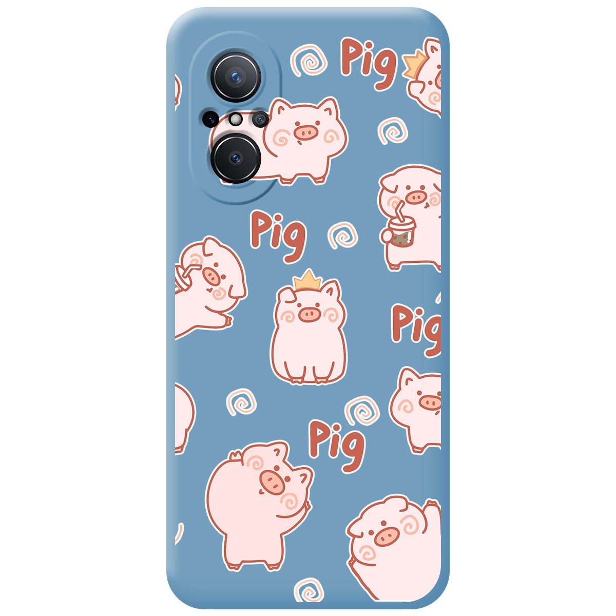 Funda Silicona Líquida Azul para Huawei Nova 9 SE diseño Cerdos Dibujos