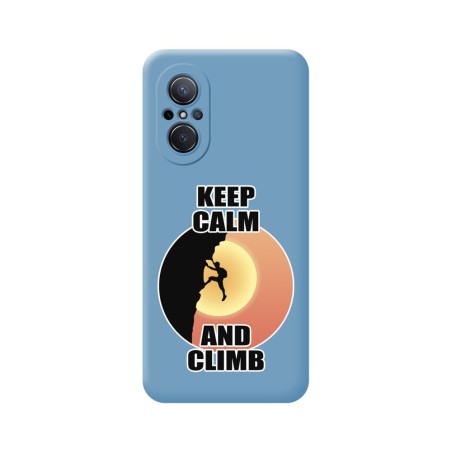 Funda Silicona Líquida Azul para Huawei Nova 9 SE diseño Hombre Escalada Dibujos