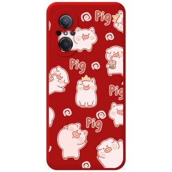 Funda Silicona Líquida Roja para Huawei Nova 9 SE diseño Cerdos Dibujos