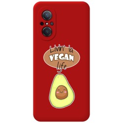 Funda Silicona Líquida Roja para Huawei Nova 9 SE diseño Vegan Life Dibujos