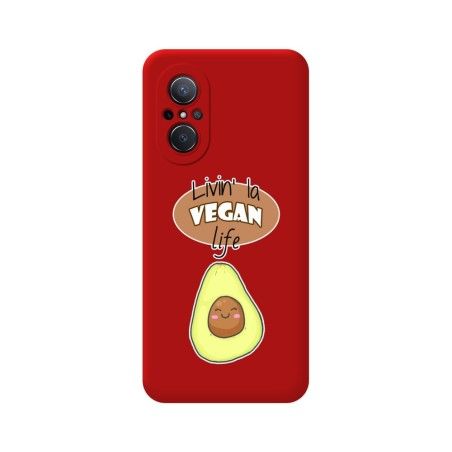 Funda Silicona Líquida Roja para Huawei Nova 9 SE diseño Vegan Life Dibujos