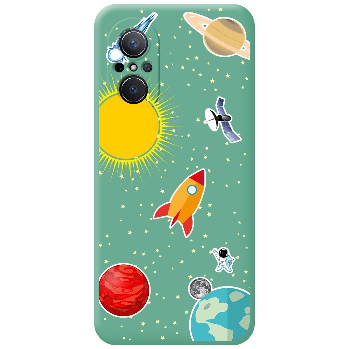 Funda Silicona Líquida Verde para Huawei Nova 9 SE diseño Espacio Dibujos