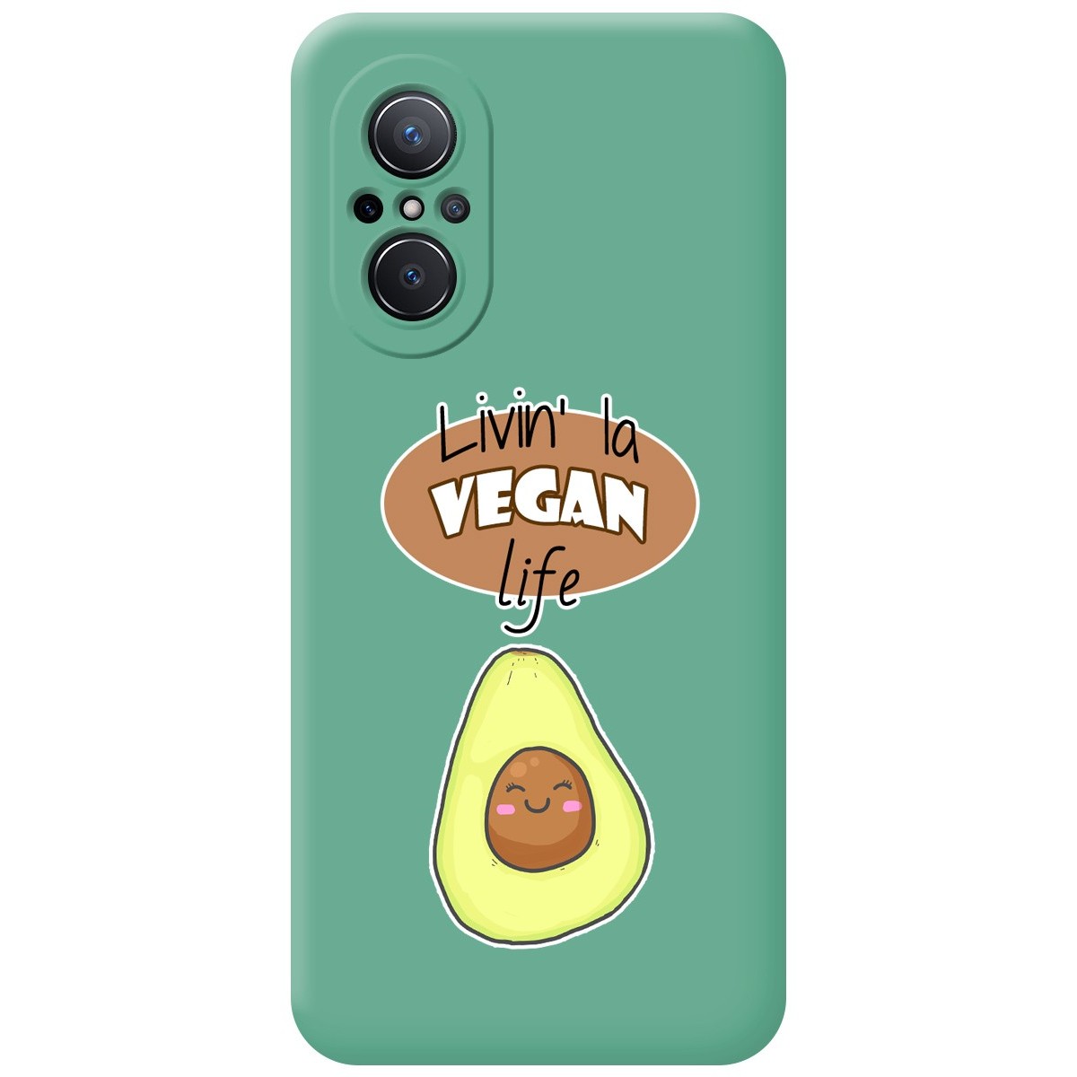 Funda Silicona Líquida Verde para Huawei Nova 9 SE diseño Vegan Life Dibujos