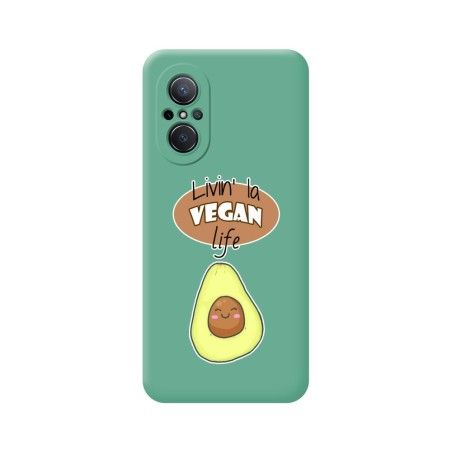 Funda Silicona Líquida Verde para Huawei Nova 9 SE diseño Vegan Life Dibujos