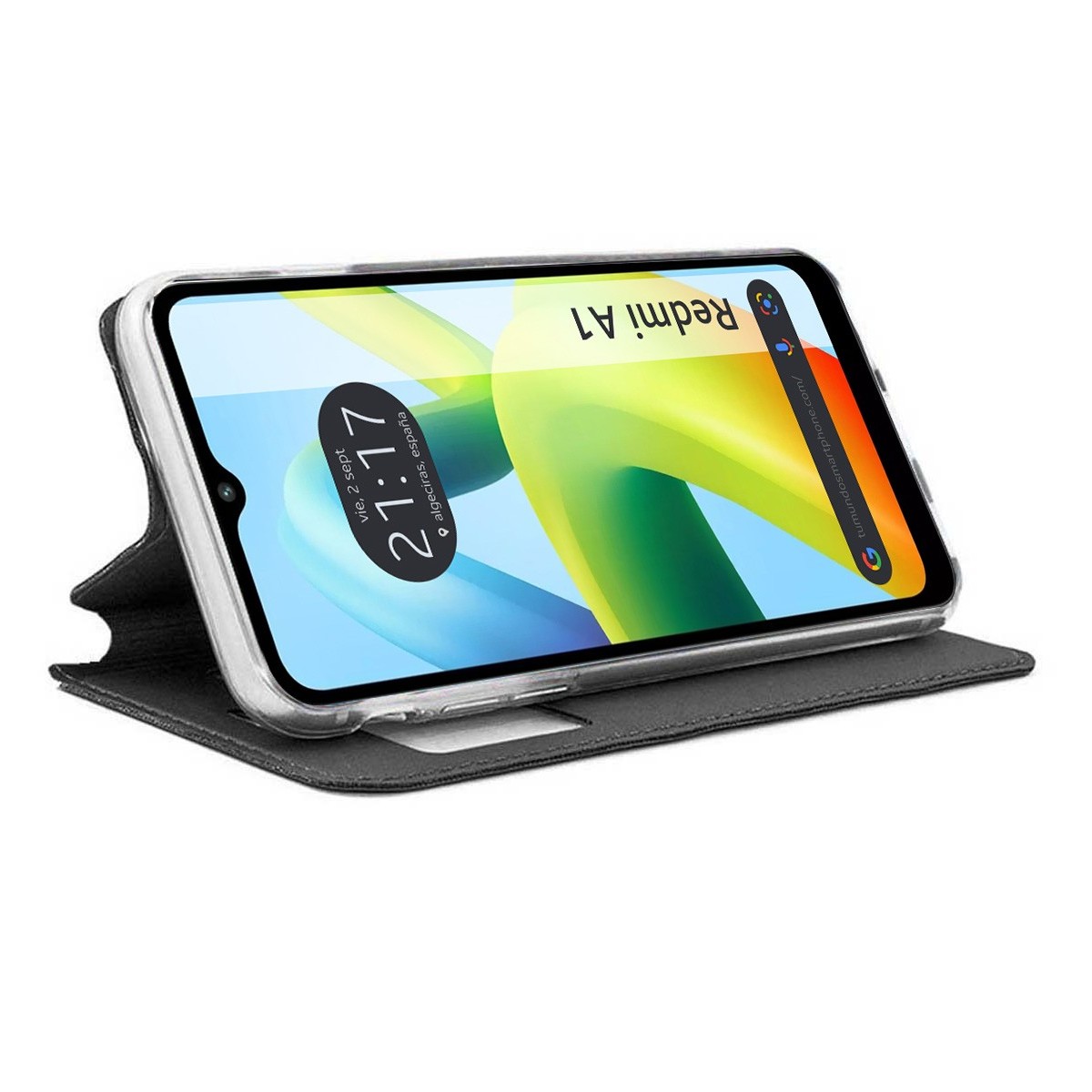 Funda Libro Soporte con Ventana para Xiaomi Redmi A1 color Negra