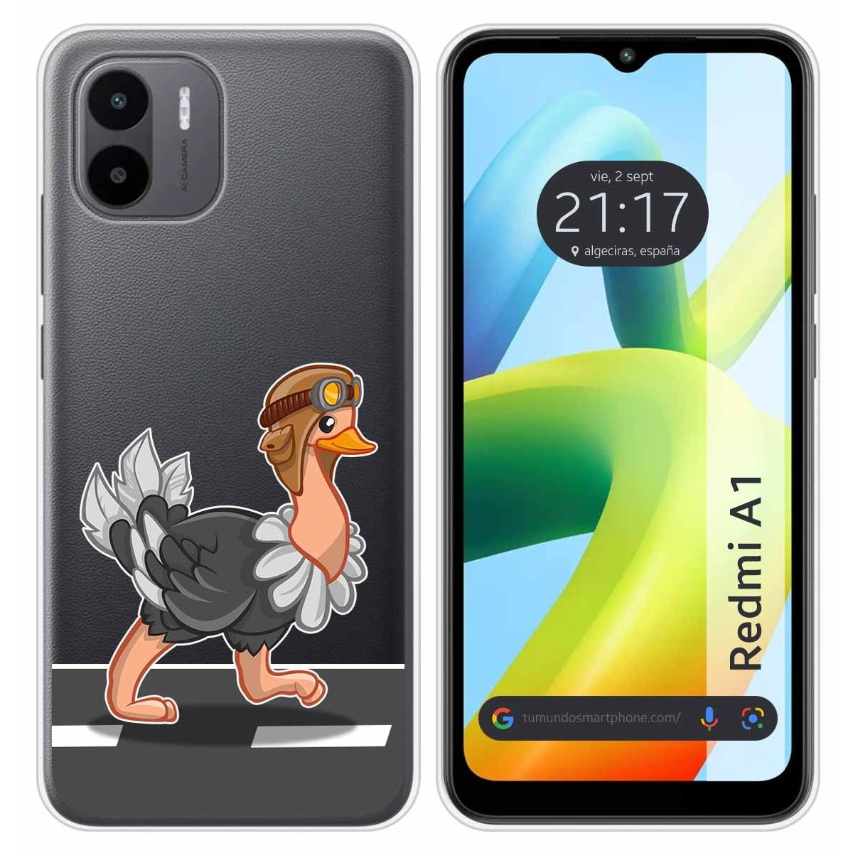 Funda Silicona Transparente para Xiaomi Redmi A1 diseño Avestruz Dibujos