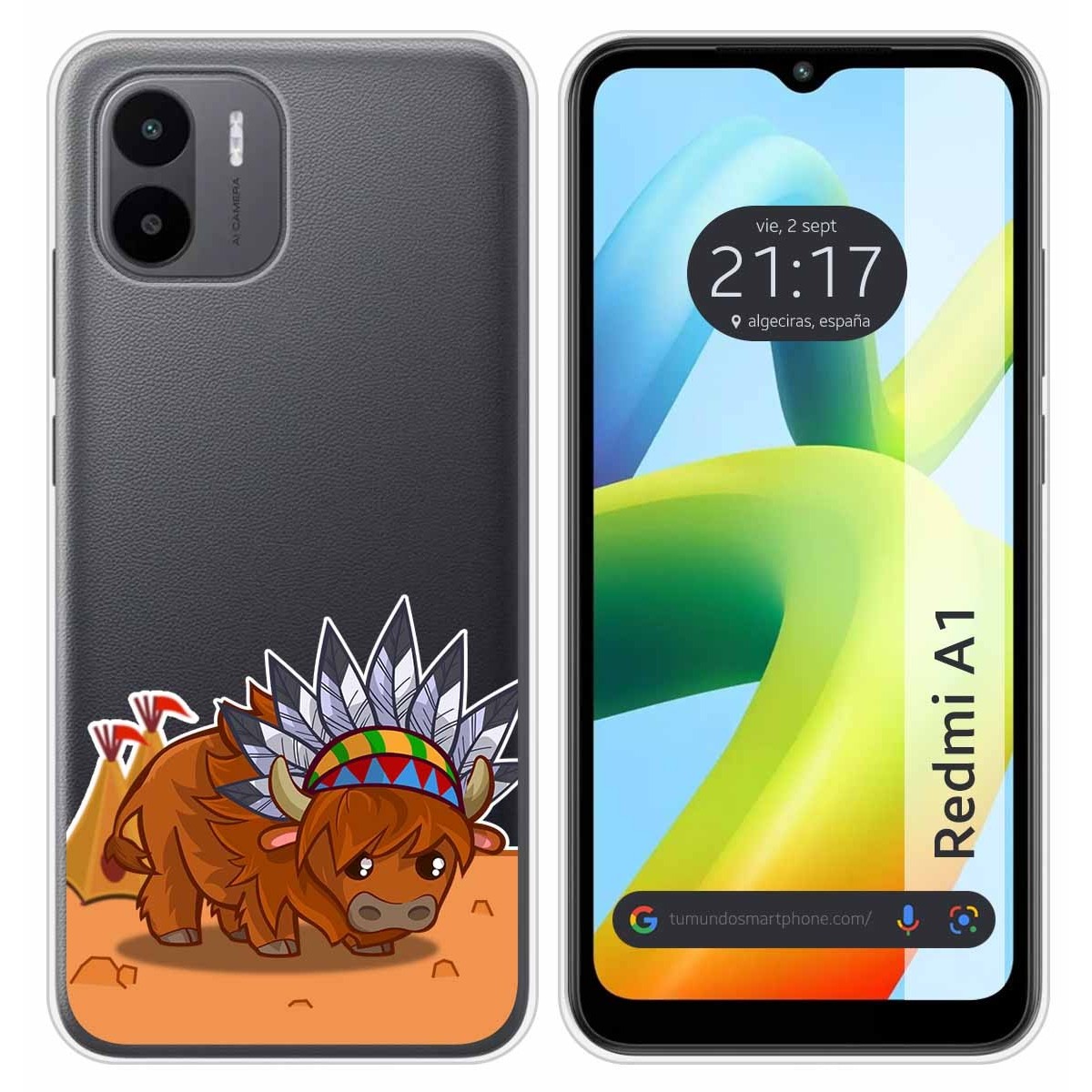Funda Silicona Transparente para Xiaomi Redmi A1 diseño Bufalo Dibujos
