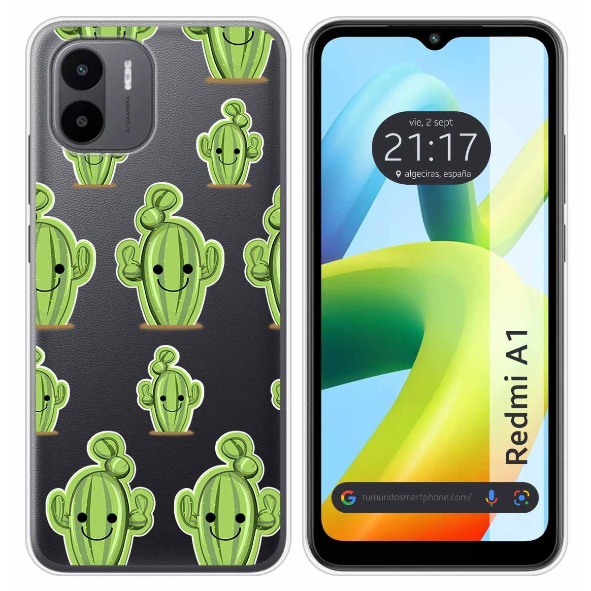 Funda Silicona Transparente para Xiaomi Redmi A1 diseño Cactus Dibujos