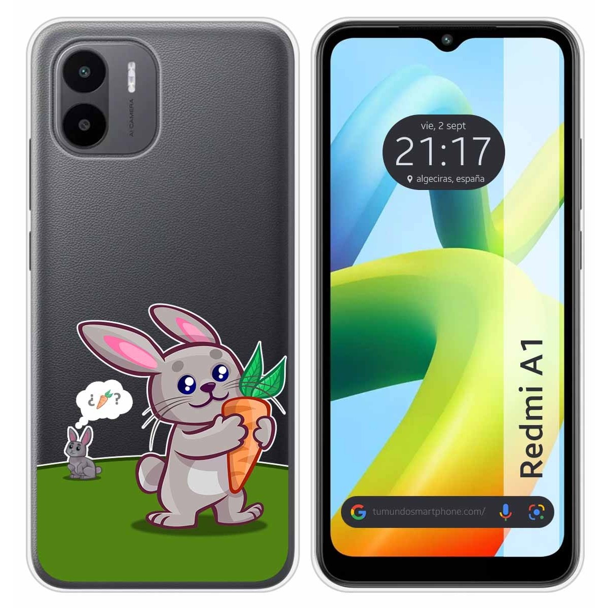 Funda Silicona Transparente para Xiaomi Redmi A1 diseño Conejo Dibujos