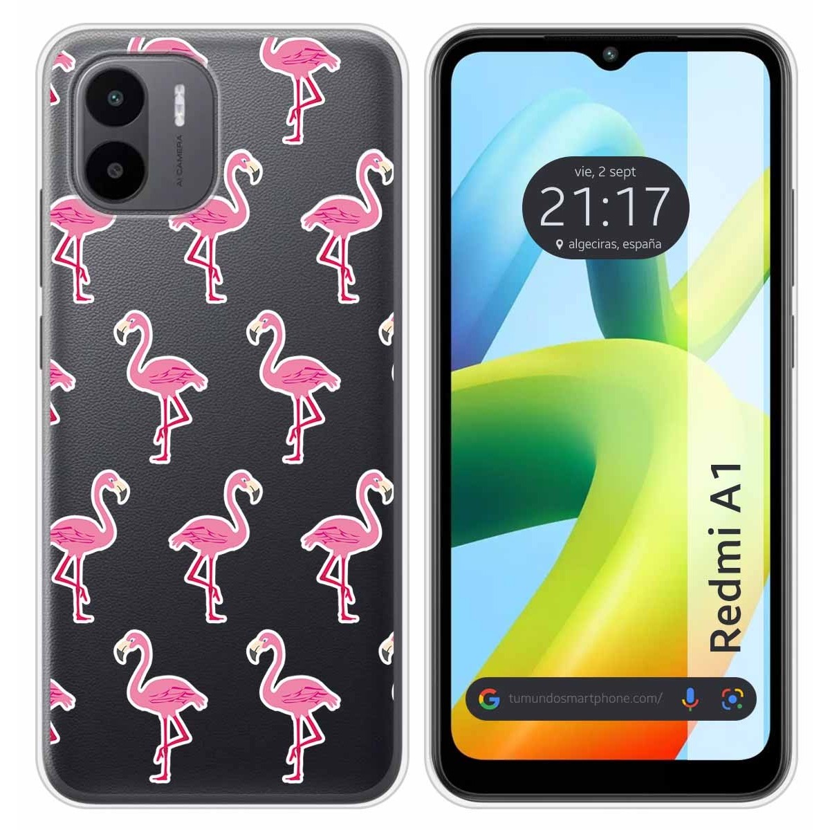 Funda Silicona Transparente para Xiaomi Redmi A1 diseño Flamenco Dibujos