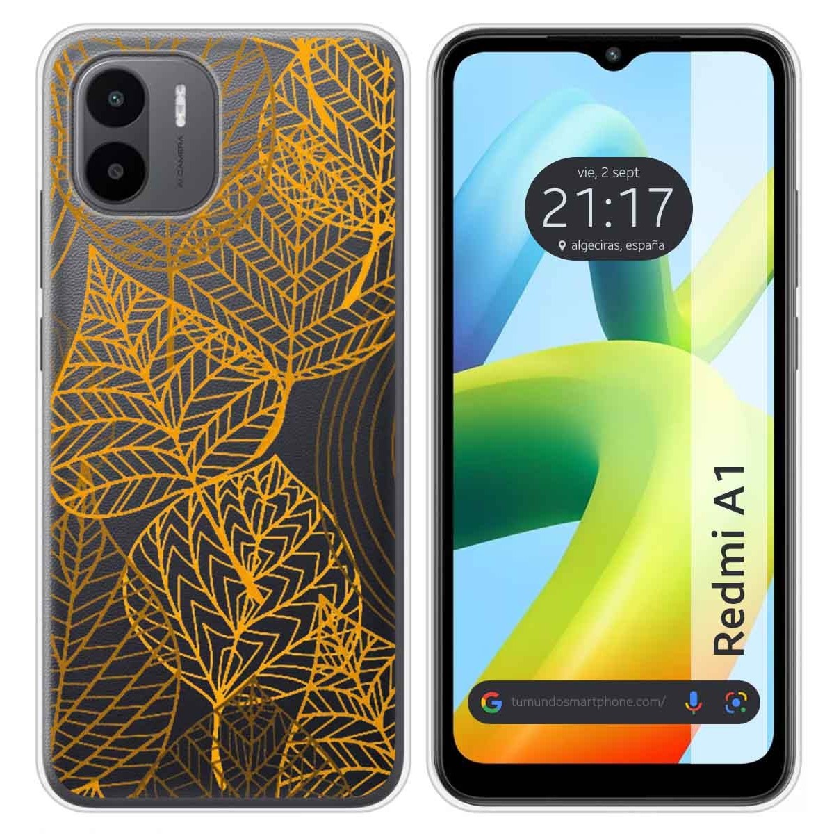 Funda Silicona Transparente para Xiaomi Redmi A1 diseño Hojas Dibujos