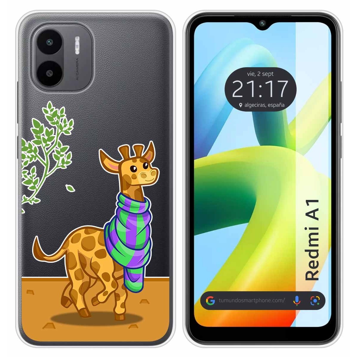 Funda Silicona Transparente para Xiaomi Redmi A1 diseño Jirafa Dibujos