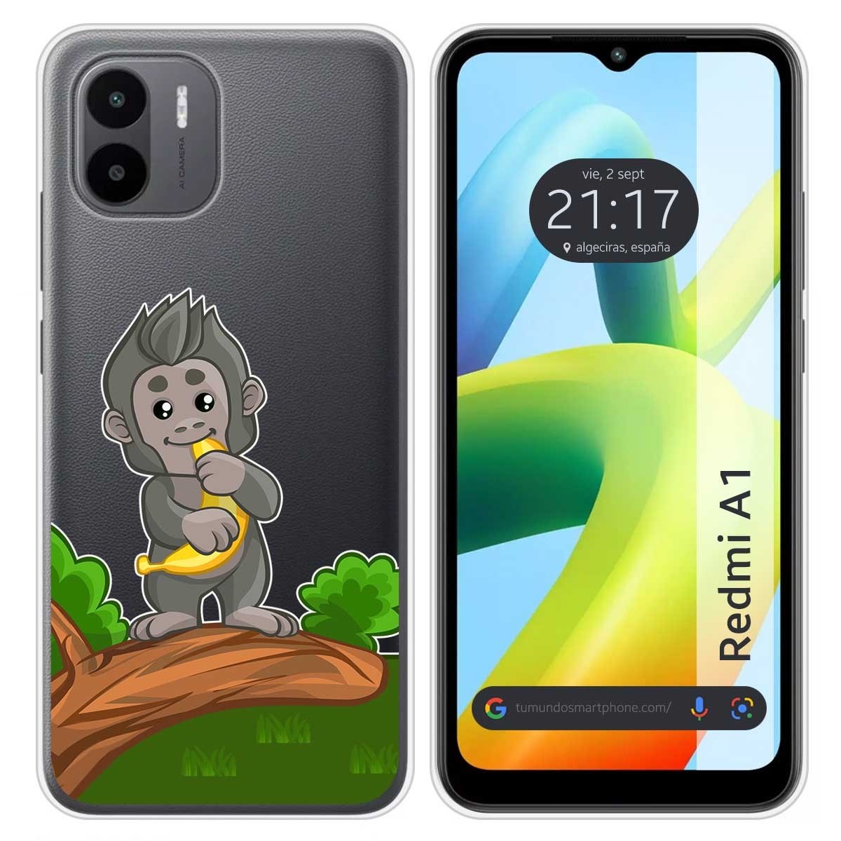 Funda Silicona Transparente para Xiaomi Redmi A1 diseño Mono Dibujos