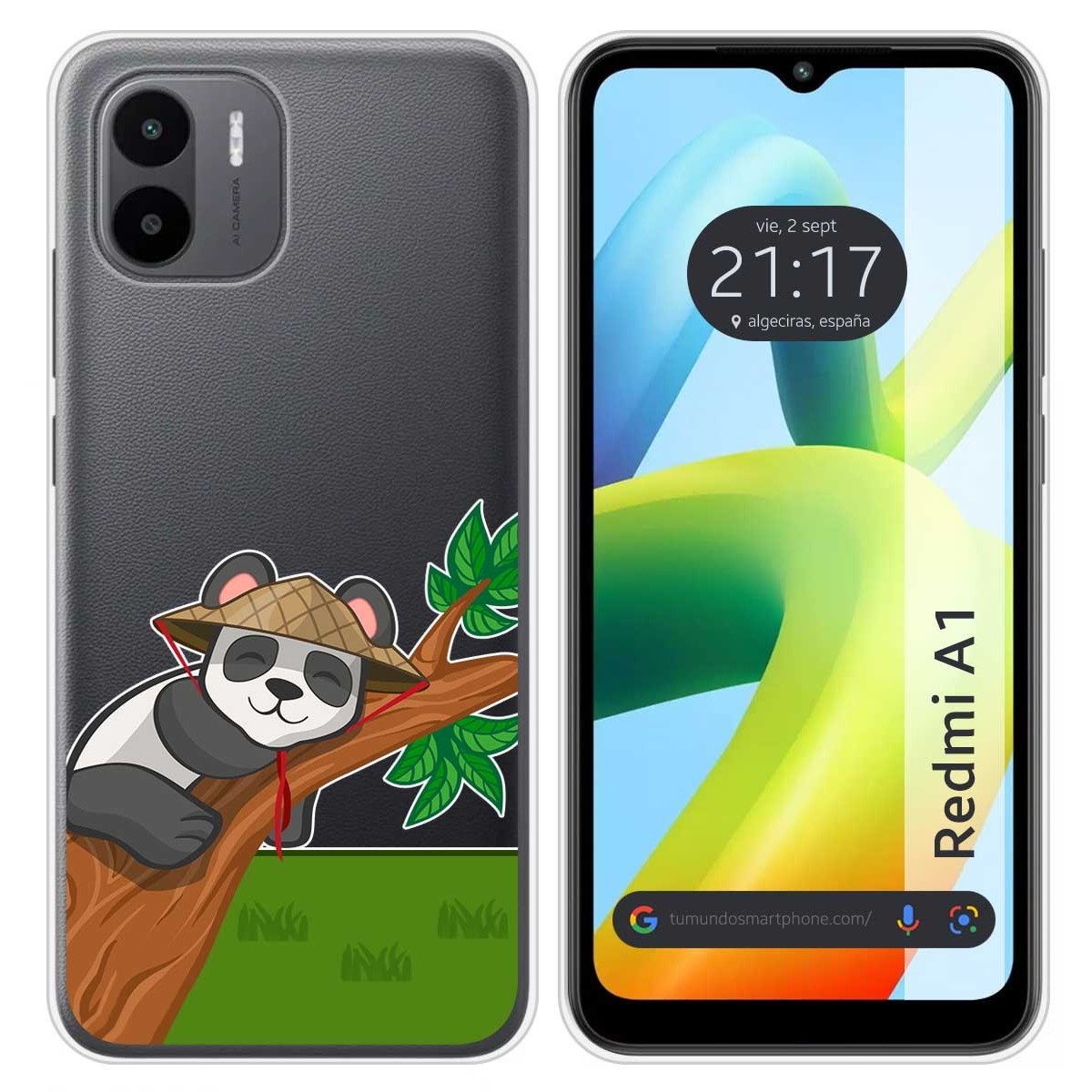 Funda Silicona Transparente para Xiaomi Redmi A1 diseño Panda Dibujos