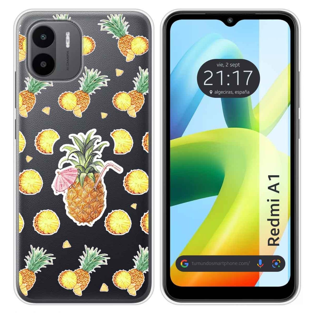 Funda Silicona Transparente para Xiaomi Redmi A1 diseño Piña Dibujos